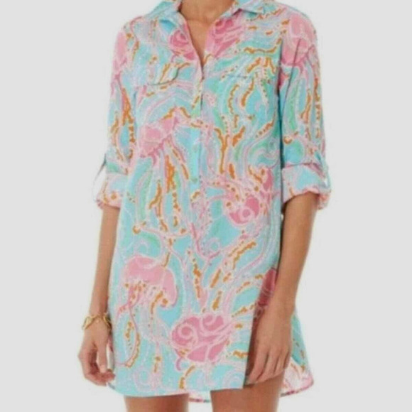 Lilly Pulitzer Captiva Tunic Shirt Dress Size XS Jellies Be Jammin Resort Beachy - Picture 2 of 11